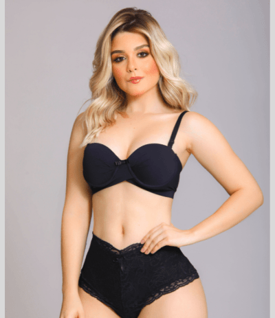 CALCINHA MODELADORA ALTA COTTON E RENDA TANGA