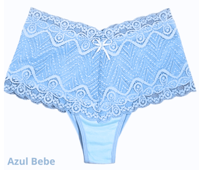 CALCINHA MODELADORA ALTA COTTON E RENDA TANGA