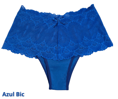 CALCINHA MODELADORA ALTA COTTON E RENDA TANGA